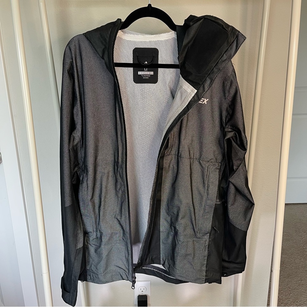 Adidas Terrex Primeknit Waterproof Jacket with Hood Black Gray M - Picture 4 of 7